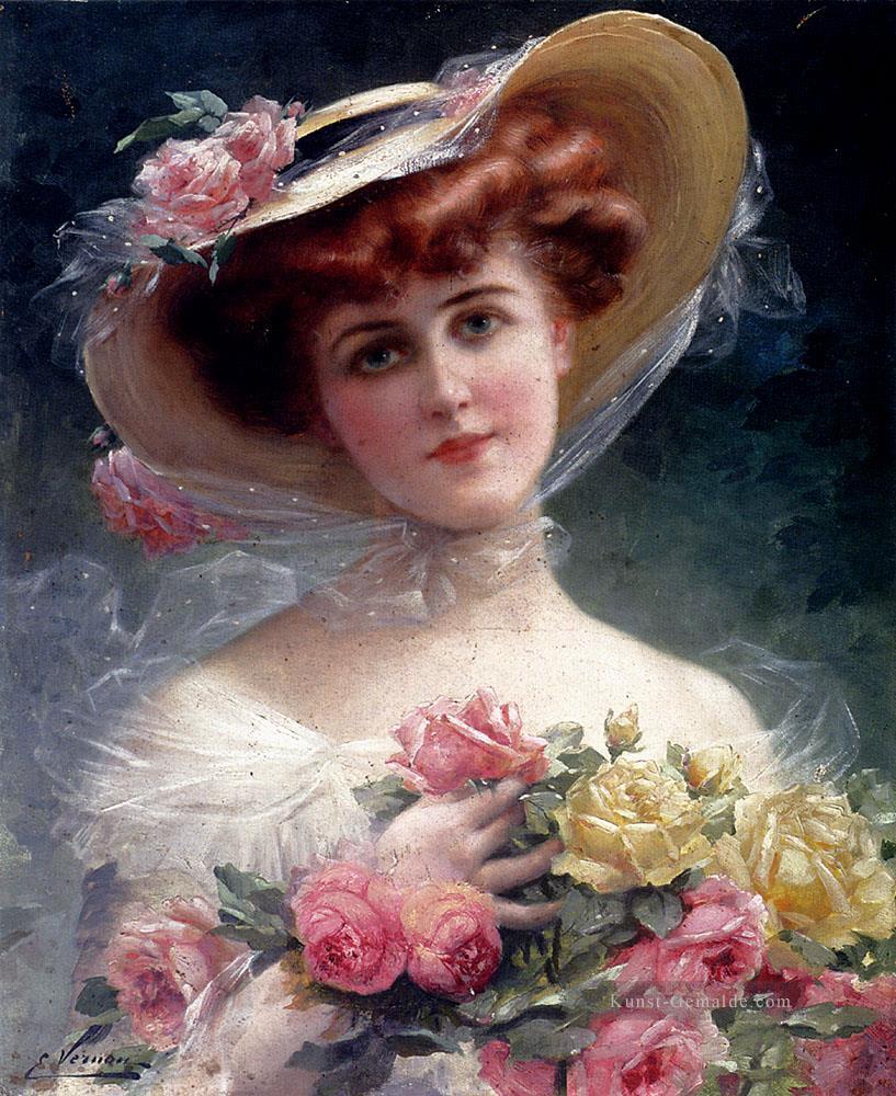 La Belle Aux Fleurs Mädchen Emile Vernon Ölgemälde